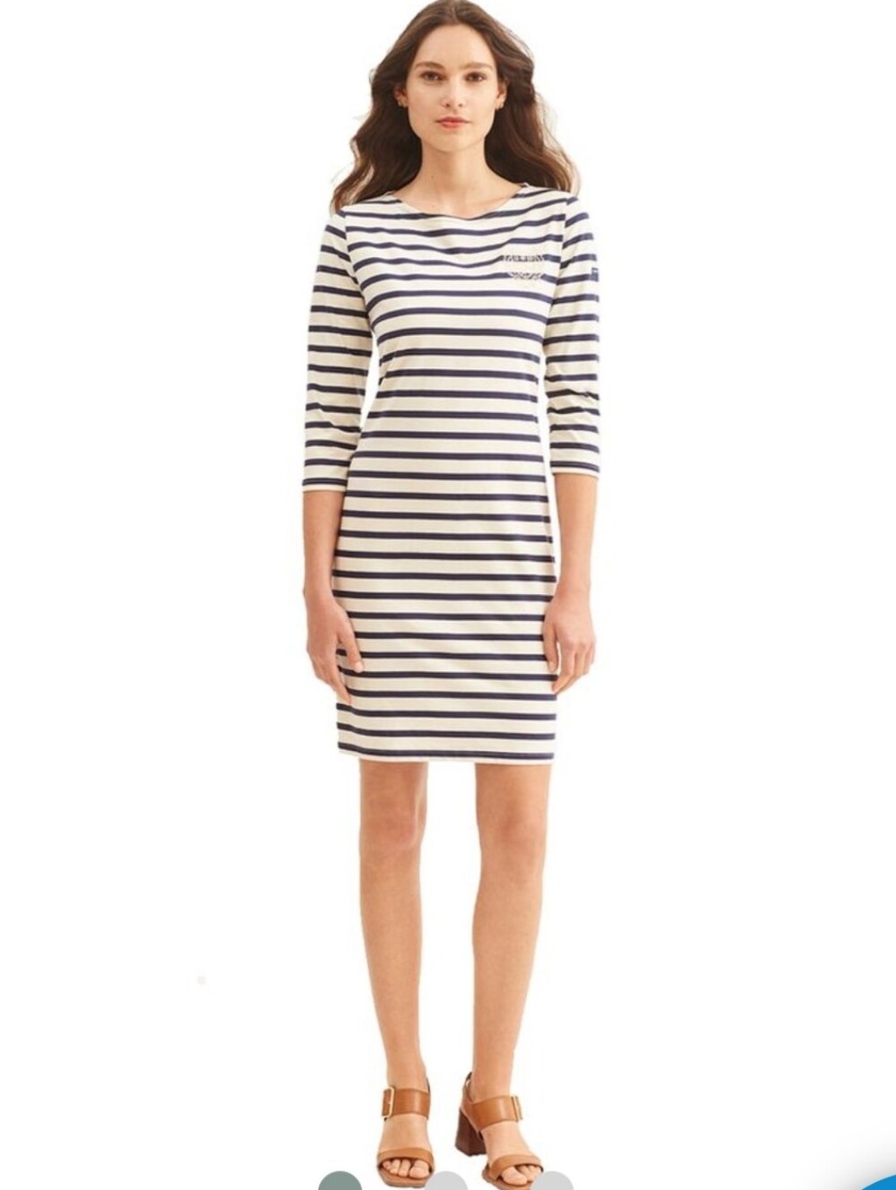 Saint James White and Navy Breton Midi Dress